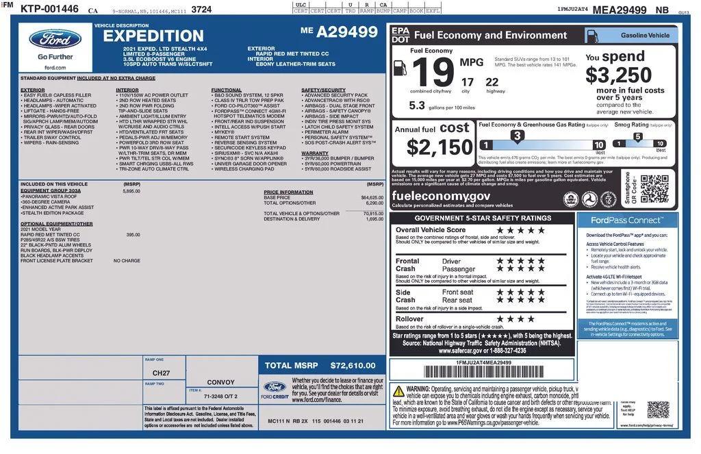 ford expedition 2021 1FMJU2AT4MEA29499 image
