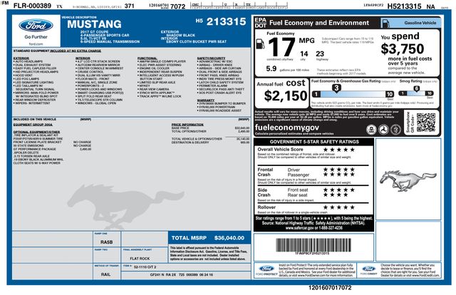 ford mustang 2017 1FA6P8CF2H5213315 image ford mustang 2017 1FA6P8CF2H5213315 image