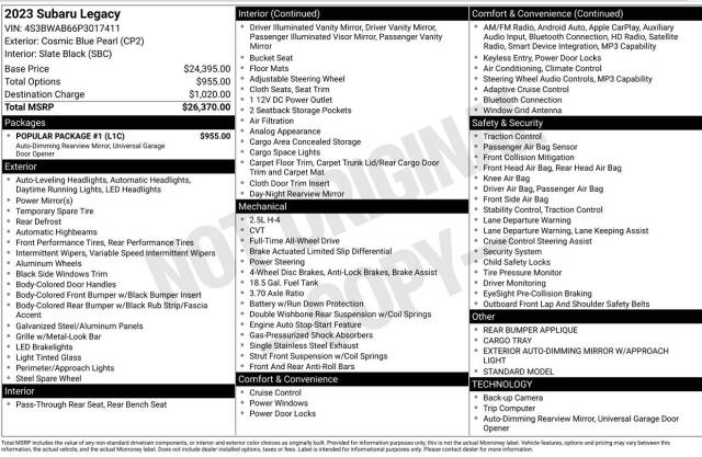 subaru legacy 2023 4S3BWAB66P3017411 image subaru legacy 2023 4S3BWAB66P3017411 image