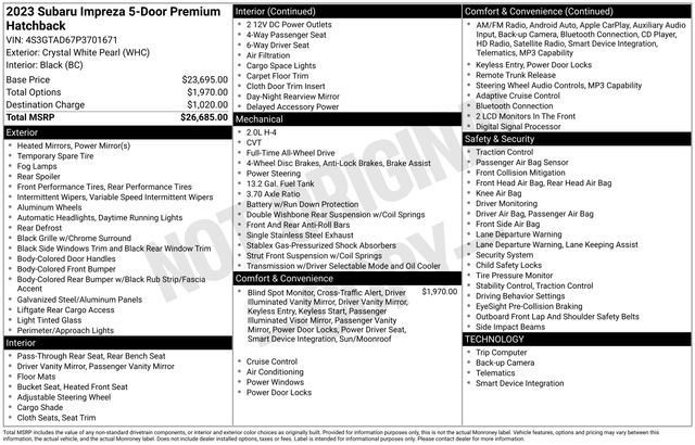subaru impreza 2023 4S3GTAD67P3701671 image subaru impreza 2023 4S3GTAD67P3701671 image