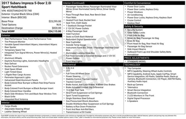 Subaru Impreza 2017 4S3GTAK62H3751740 image Subaru Impreza 2017 4S3GTAK62H3751740 image