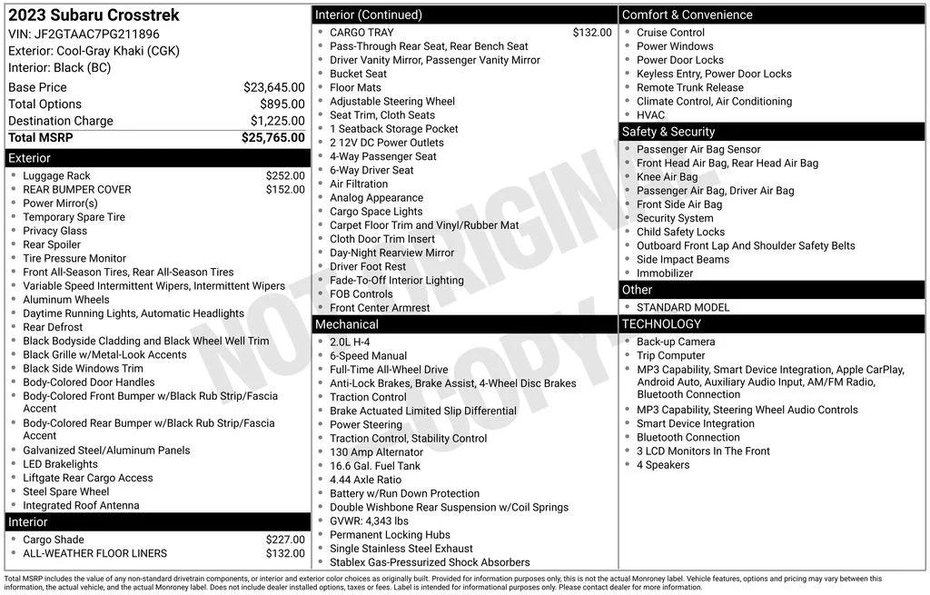 subaru crosstrek 2023 JF2GTAAC7PG211896 image subaru crosstrek 2023 JF2GTAAC7PG211896 image