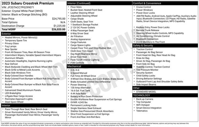 subaru crosstrek 2023 JF2GTACC7PG299071 image subaru crosstrek 2023 JF2GTACC7PG299071 image