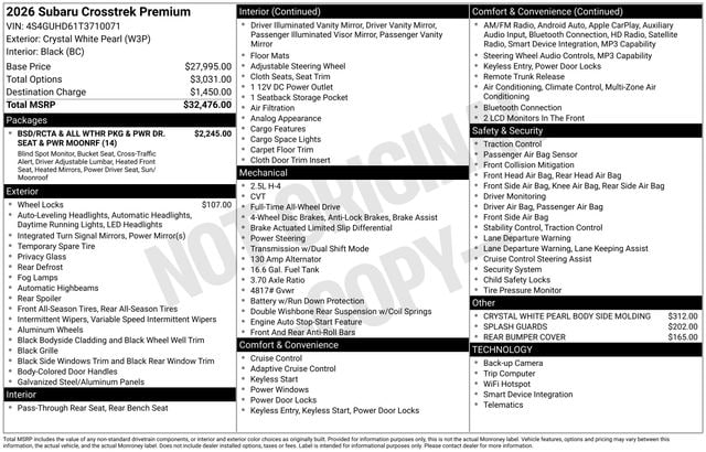 subaru crosstrek 2026 4S4GUHD61T3710071 image subaru crosstrek 2026 4S4GUHD61T3710071 image