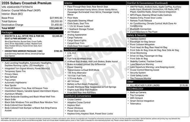 subaru crosstrek 2026 4S4GUHD67T3709474 image subaru crosstrek 2026 4S4GUHD67T3709474 image