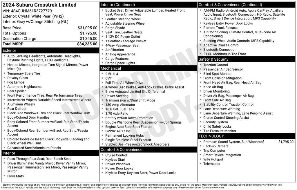 subaru crosstrek 2024 4S4GUHM61R3727770 image subaru crosstrek 2024 4S4GUHM61R3727770 image