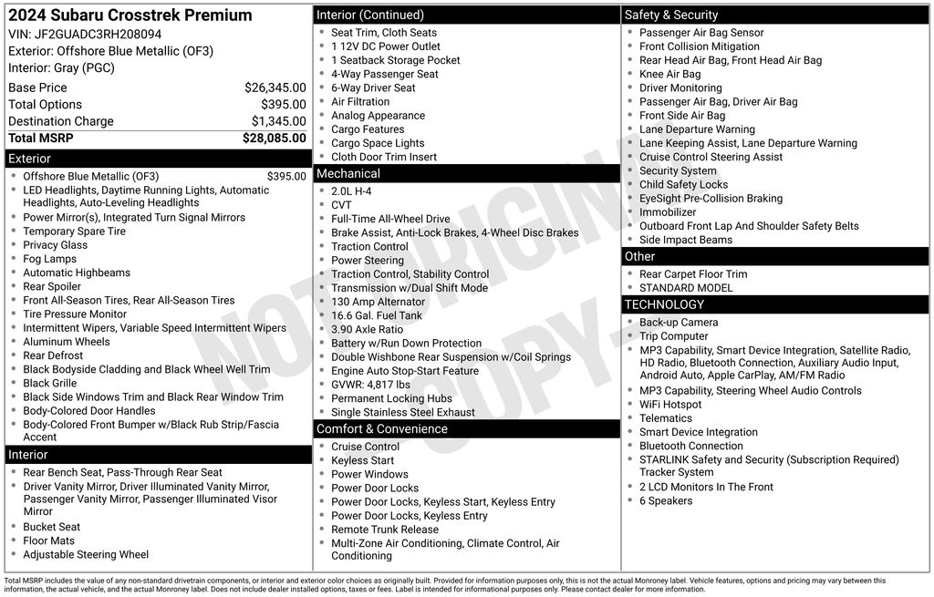 subaru crosstrek 2024 JF2GUADC3RH208094 image subaru crosstrek 2024 JF2GUADC3RH208094 image