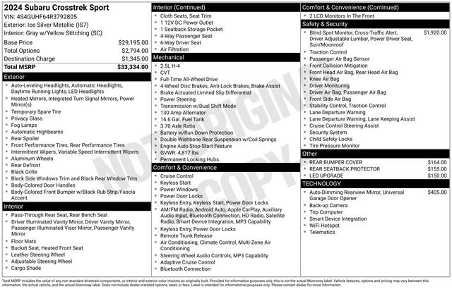subaru crosstrek 2024 4S4GUHF64R3792805 image subaru crosstrek 2024 4S4GUHF64R3792805 image