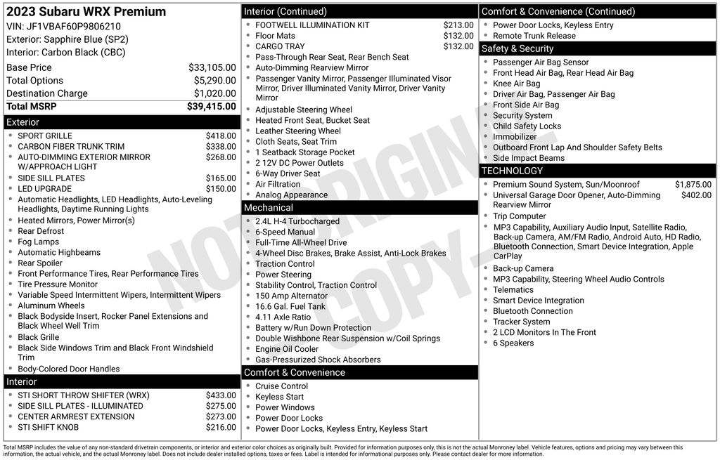 subaru wrx 2023 JF1VBAF60P9806210 image subaru wrx 2023 JF1VBAF60P9806210 image