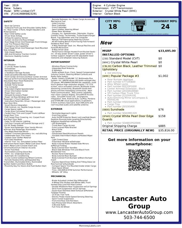 subaru wrx 2019 JF1VA1N68K8823291 image subaru wrx 2019 JF1VA1N68K8823291 image