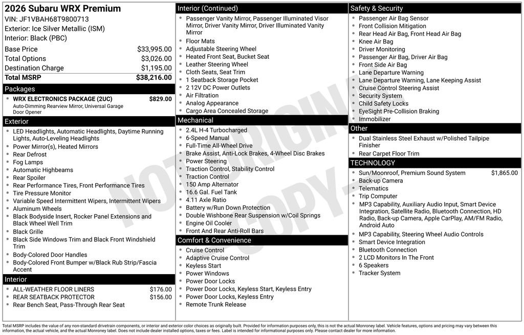 subaru wrx 2026 JF1VBAH68T9800713 image subaru wrx 2026 JF1VBAH68T9800713 image