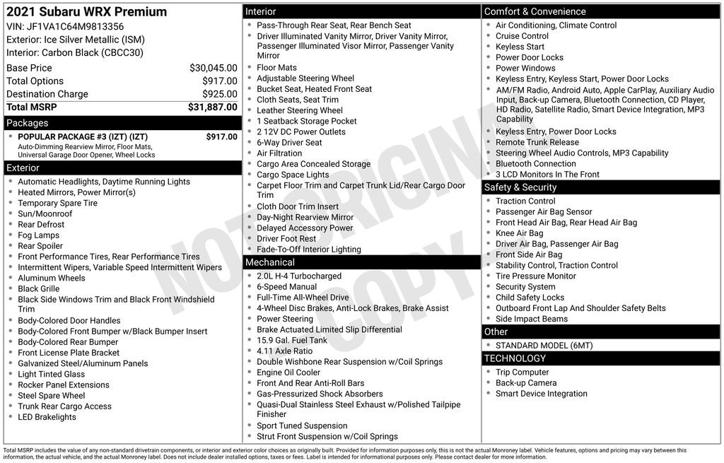 subaru wrx 2021 JF1VA1C64M9813356 image subaru wrx 2021 JF1VA1C64M9813356 image