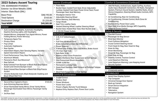 subaru ascent 2023 4S4WMAWD1P3458021 image subaru ascent 2023 4S4WMAWD1P3458021 image