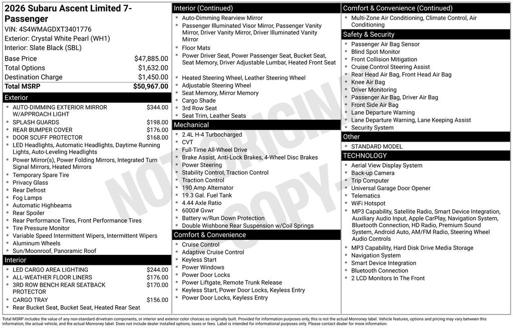 subaru ascent 2026 4S4WMAGDXT3401776 image subaru ascent 2026 4S4WMAGDXT3401776 image