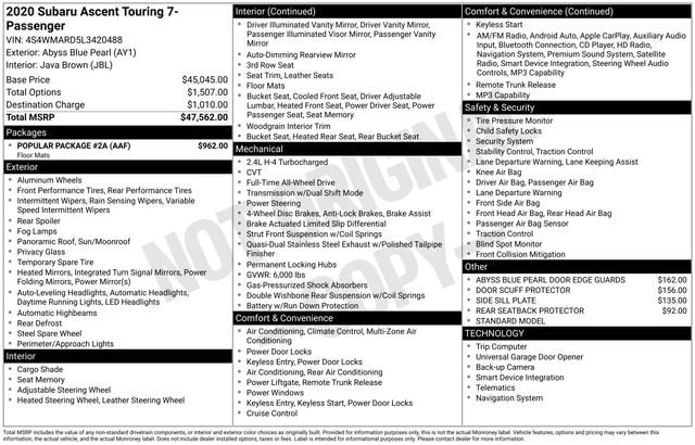 subaru ascent 2020 4S4WMARD5L3420488 image subaru ascent 2020 4S4WMARD5L3420488 image