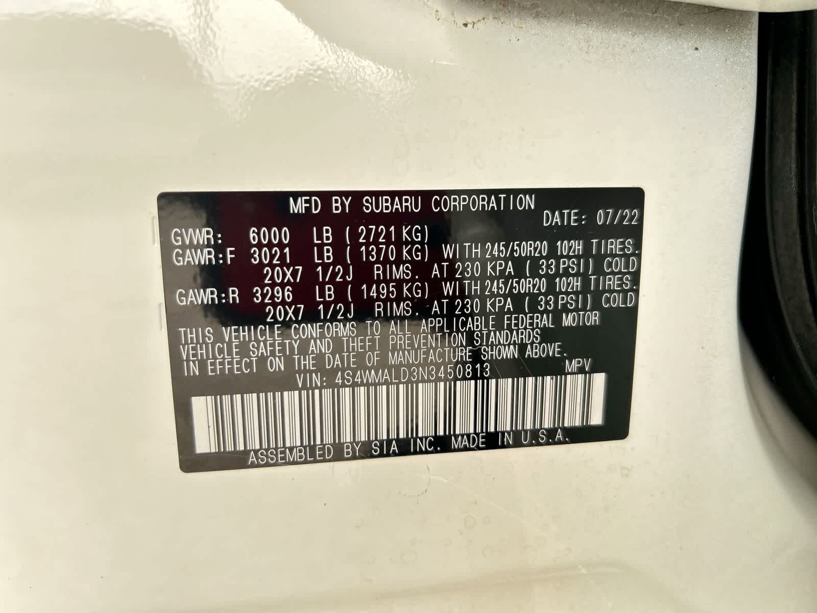 subaru ascent 2022 4S4WMALD3N3450813 image subaru ascent 2022 4S4WMALD3N3450813 image