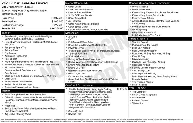 subaru forester 2023 JF2SKAPC0PH440242 image subaru forester 2023 JF2SKAPC0PH440242 image