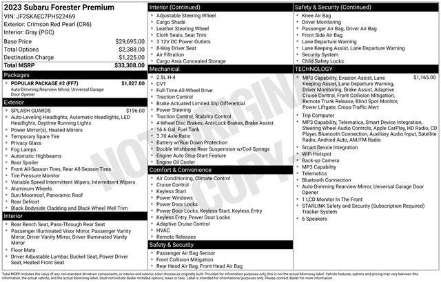 subaru forester 2023 JF2SKAEC7PH522469 image subaru forester 2023 JF2SKAEC7PH522469 image