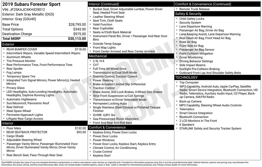 subaru forester 2019 JF2SKAJCXKH529012 image subaru forester 2019 JF2SKAJCXKH529012 image