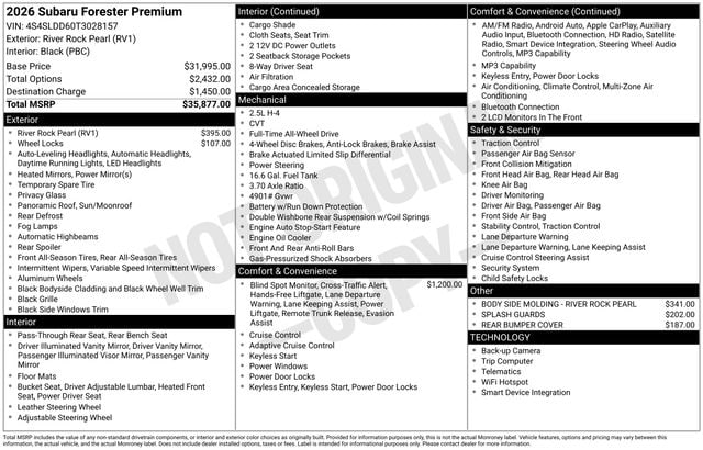 subaru forester 2026 4S4SLDD60T3028157 image subaru forester 2026 4S4SLDD60T3028157 image