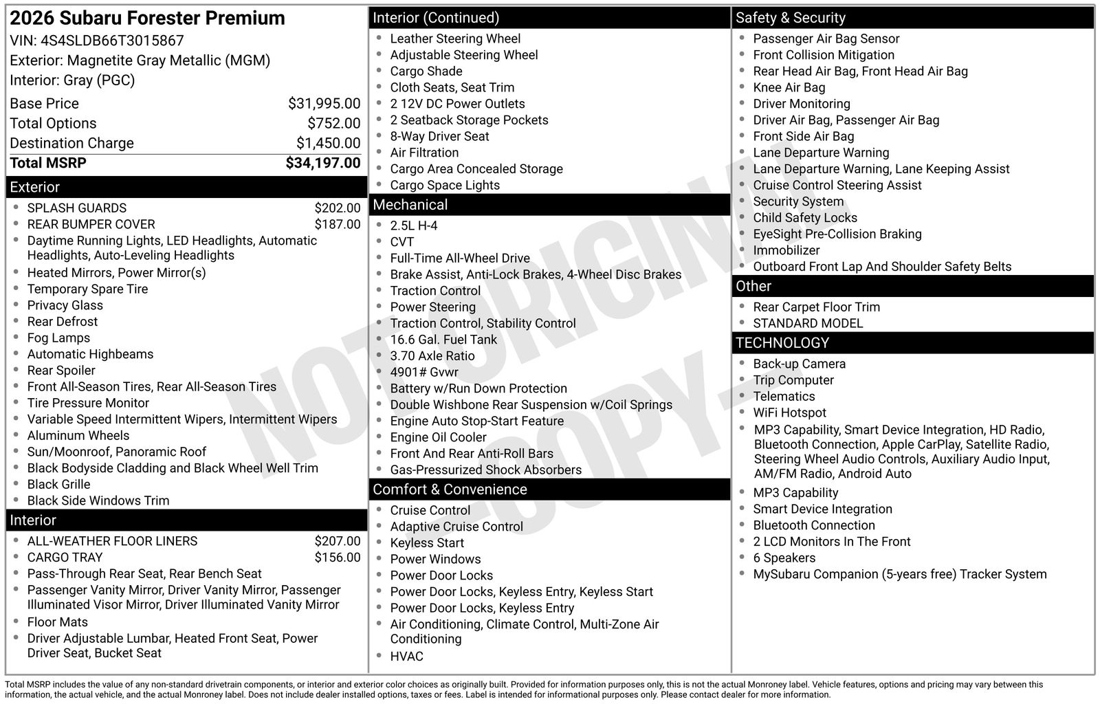 subaru forester 2026 4S4SLDB66T3015867 image subaru forester 2026 4S4SLDB66T3015867 image