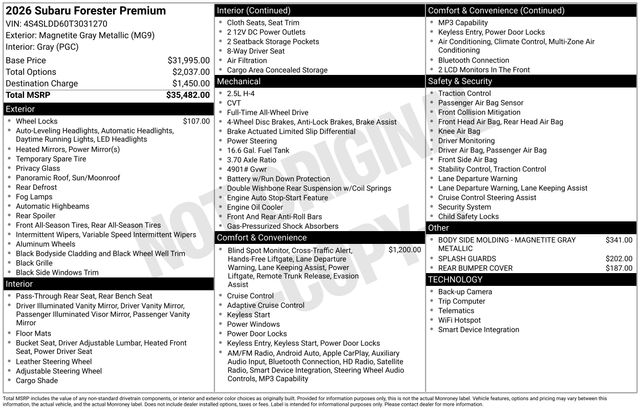 subaru forester 2026 4S4SLDD60T3031270 image subaru forester 2026 4S4SLDD60T3031270 image