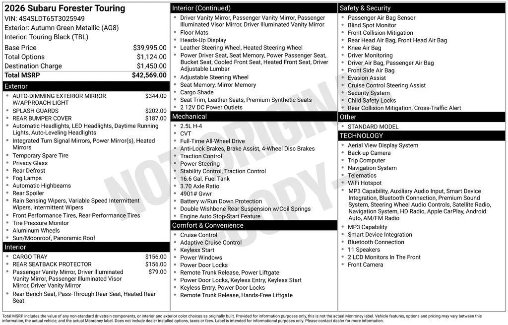 subaru forester 2026 4S4SLDT65T3025949 image subaru forester 2026 4S4SLDT65T3025949 image