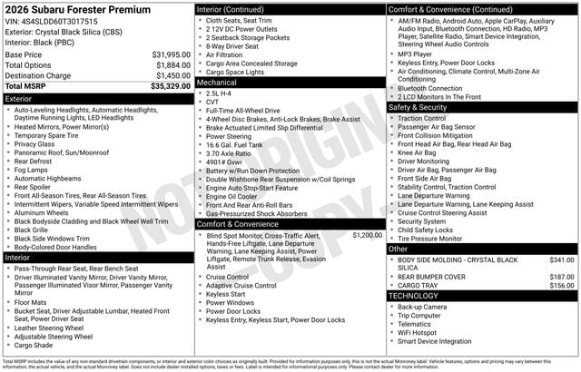 subaru forester 2026 4S4SLDD60T3017515 image subaru forester 2026 4S4SLDD60T3017515 image