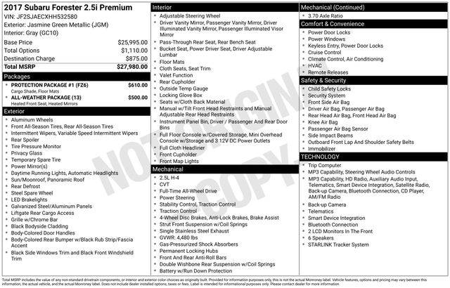 subaru forester 2017 JF2SJAECXHH532580 image subaru forester 2017 JF2SJAECXHH532580 image