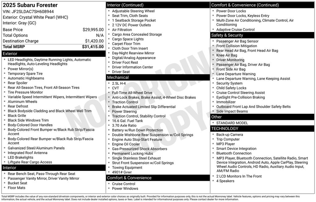 subaru forester 2025 JF2SLDAC7SH608944 image subaru forester 2025 JF2SLDAC7SH608944 image
