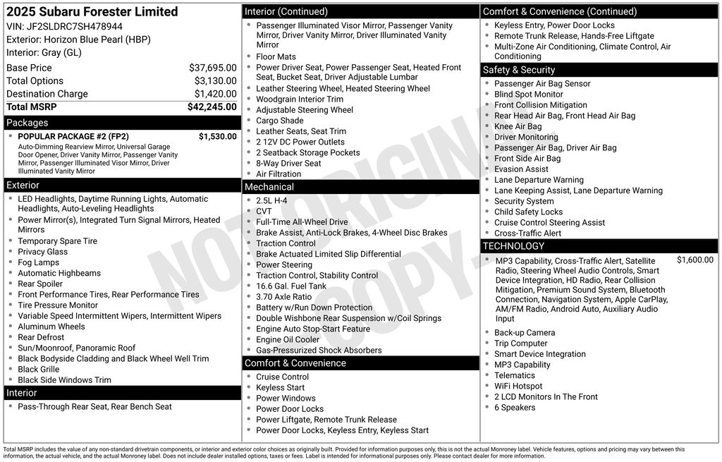 subaru forester 2025 JF2SLDRC7SH478944 image subaru forester 2025 JF2SLDRC7SH478944 image