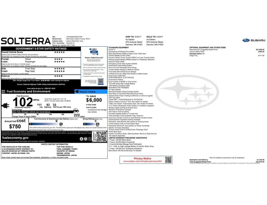 subaru solterra 2024 JTMABABAXRA072339 image subaru solterra 2024 JTMABABAXRA072339 image