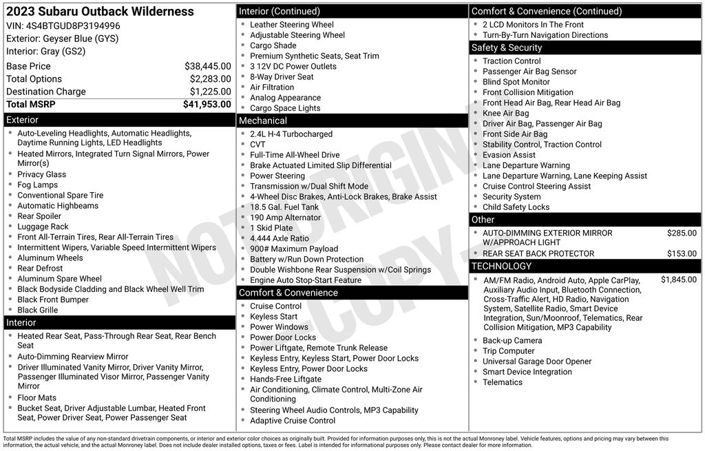 subaru outback 2023 4S4BTGUD8P3194996 image