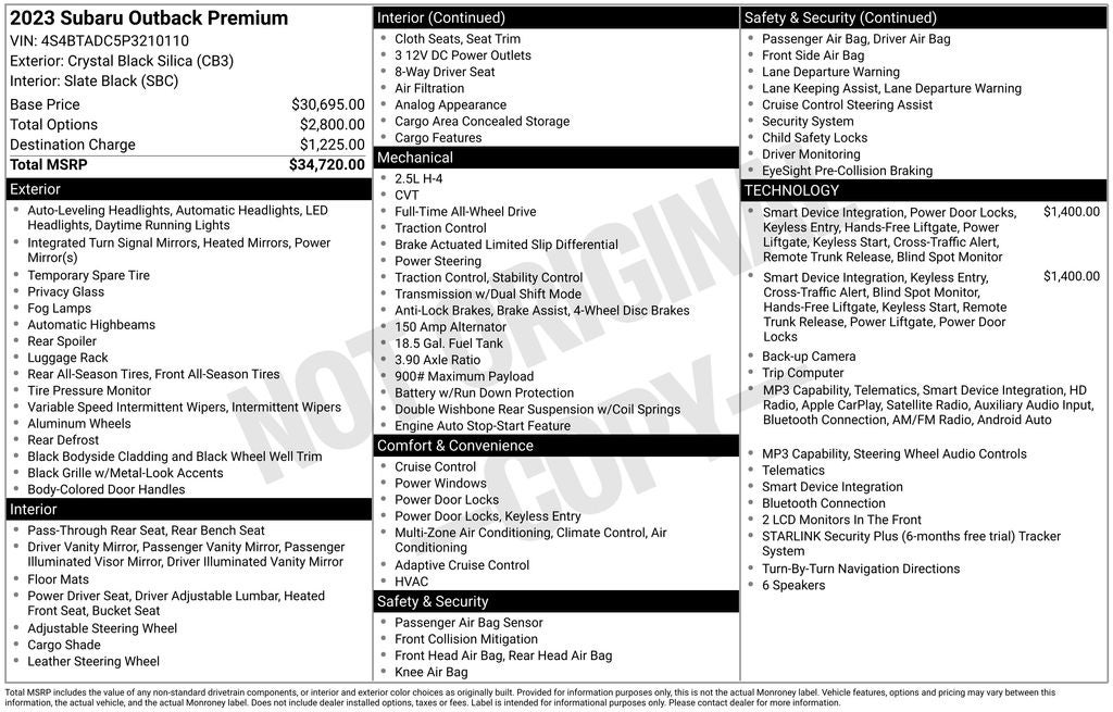 subaru outback 2023 4S4BTADC5P3210110 image subaru outback 2023 4S4BTADC5P3210110 image