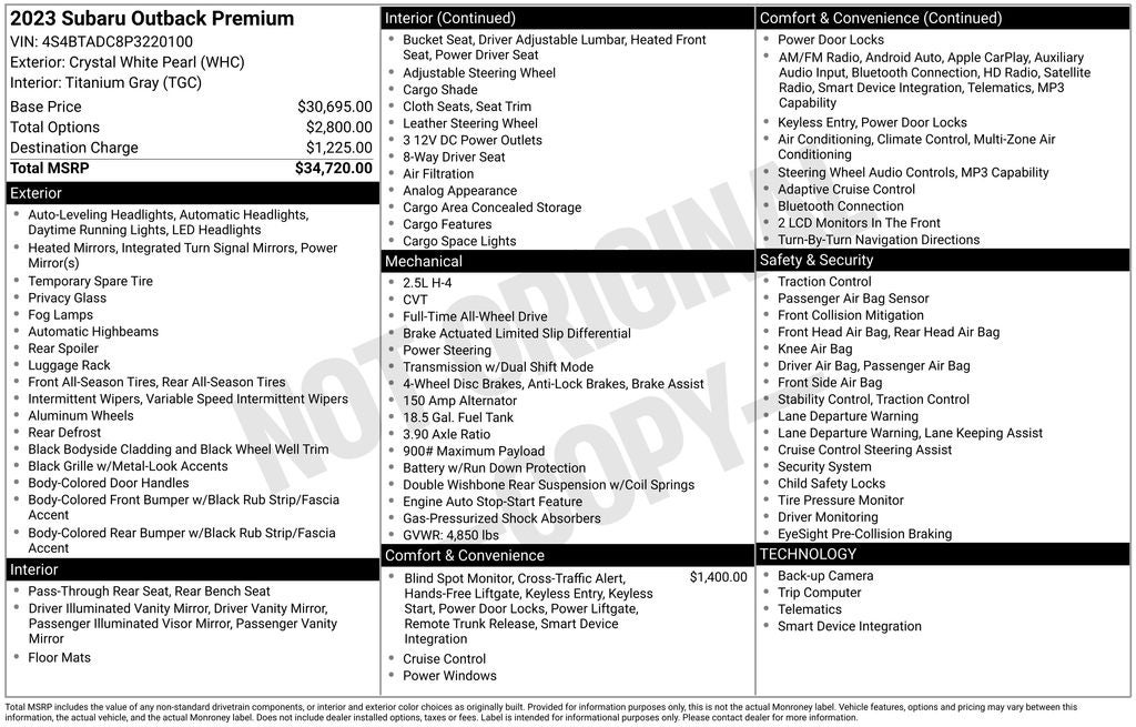 subaru outback 2023 4S4BTADC8P3220100 image subaru outback 2023 4S4BTADC8P3220100 image