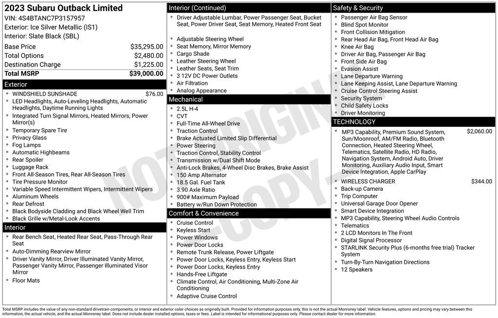 subaru outback 2023 4S4BTANC7P3157957 image subaru outback 2023 4S4BTANC7P3157957 image