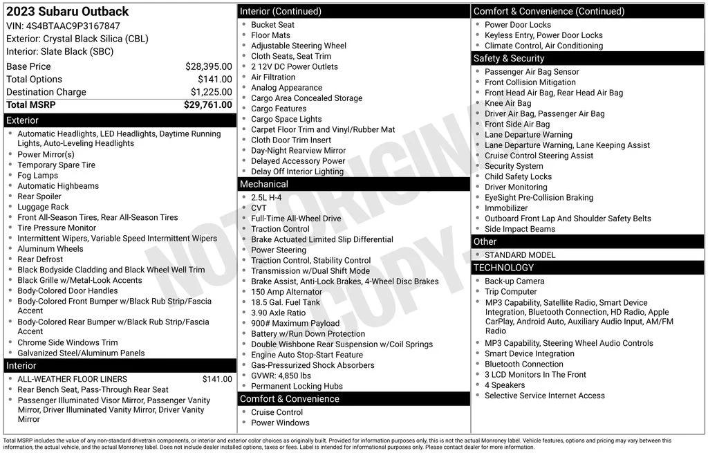subaru outback 2023 4S4BTAAC9P3167847 image subaru outback 2023 4S4BTAAC9P3167847 image