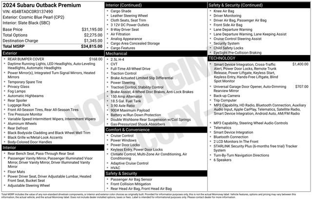 subaru outback 2024 4S4BTADC0R3137490 image subaru outback 2024 4S4BTADC0R3137490 image