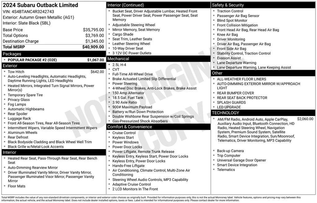 subaru outback 2024 4S4BTANC4R3242743 image subaru outback 2024 4S4BTANC4R3242743 image