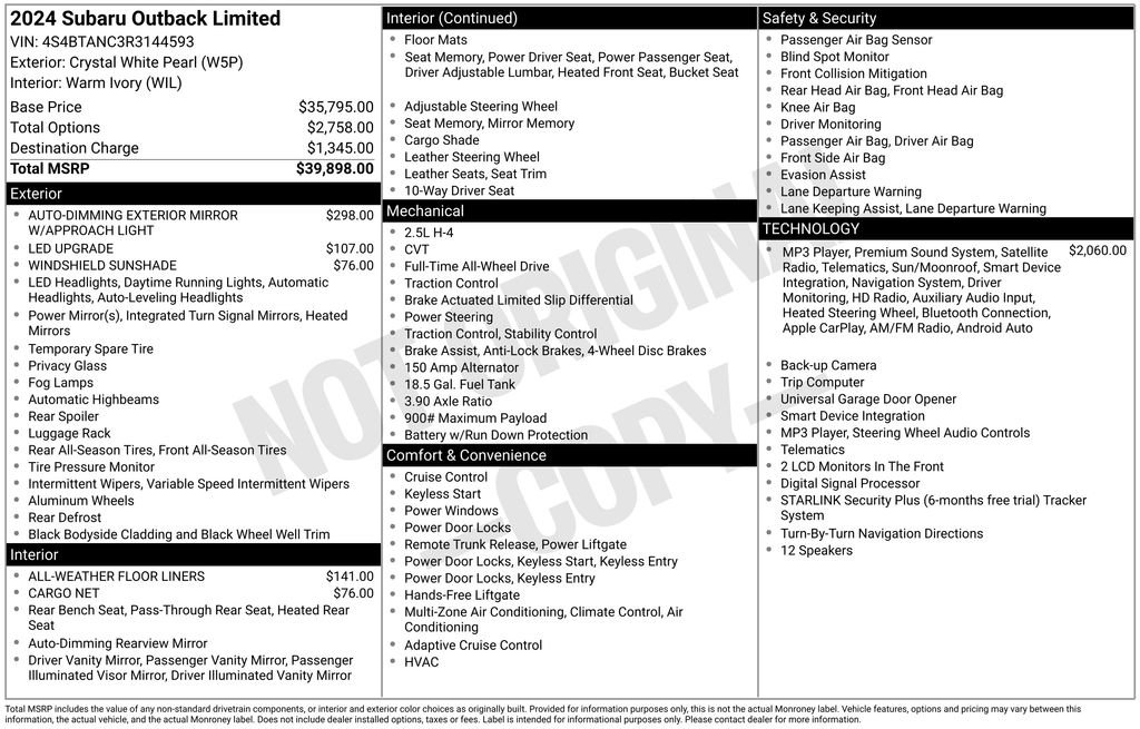 subaru outback 2024 4S4BTANC3R3144593 image subaru outback 2024 4S4BTANC3R3144593 image
