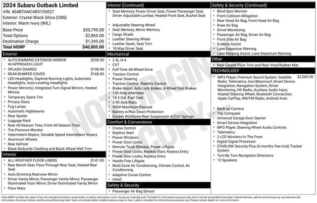 subaru outback 2024 4S4BTANC4R3153027 image subaru outback 2024 4S4BTANC4R3153027 image