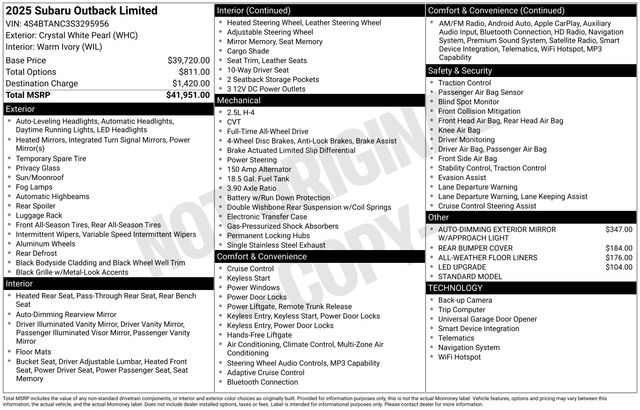 subaru outback 2025 4S4BTANC3S3295956 image subaru outback 2025 4S4BTANC3S3295956 image