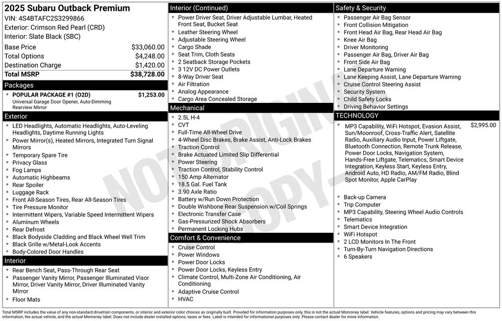 subaru outback 2025 4S4BTAFC2S3299866 image subaru outback 2025 4S4BTAFC2S3299866 image