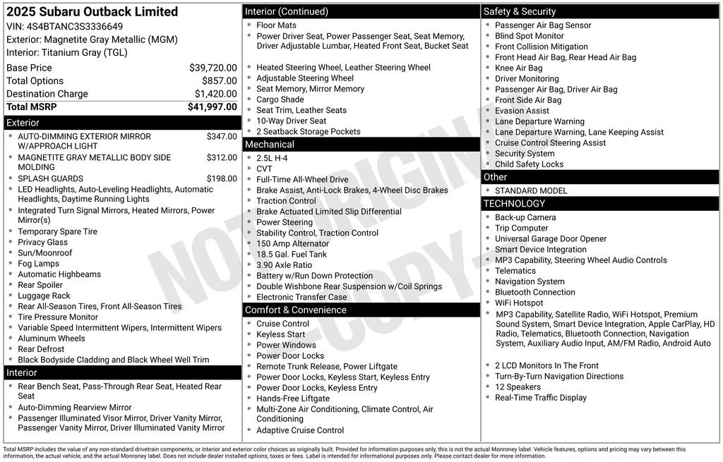 subaru outback 2025 4S4BTANC3S3336649 image subaru outback 2025 4S4BTANC3S3336649 image