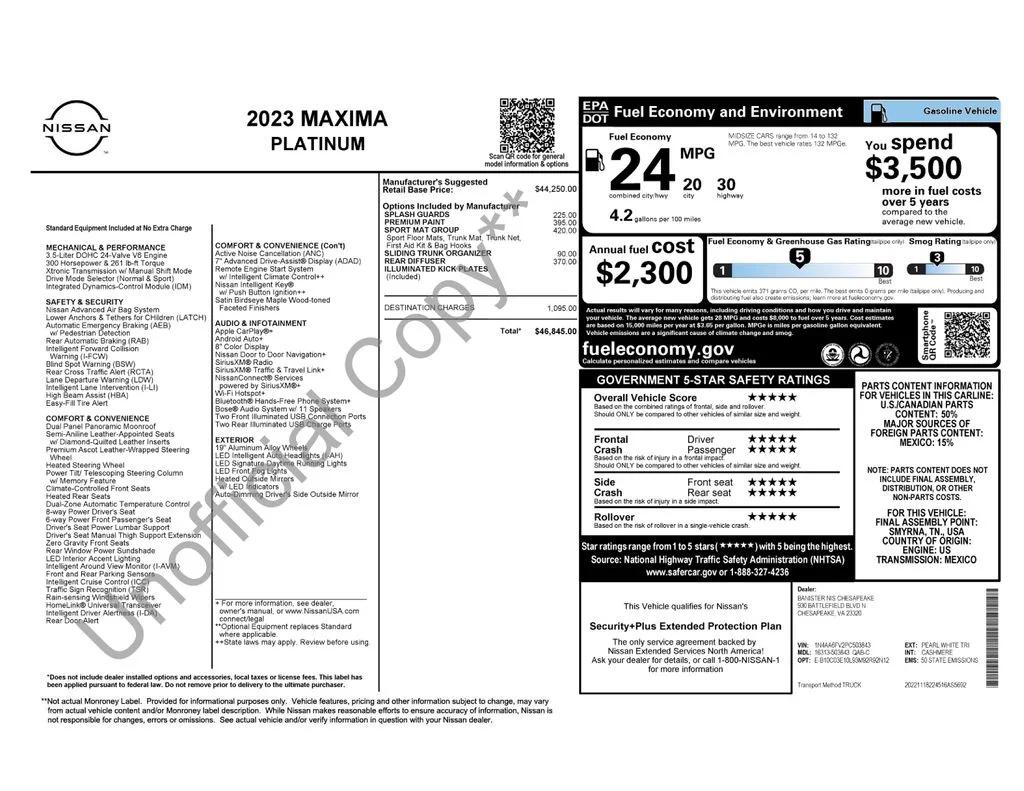 nissan maxima 2023 1N4AA6FV2PC503843 image nissan maxima 2023 1N4AA6FV2PC503843 image