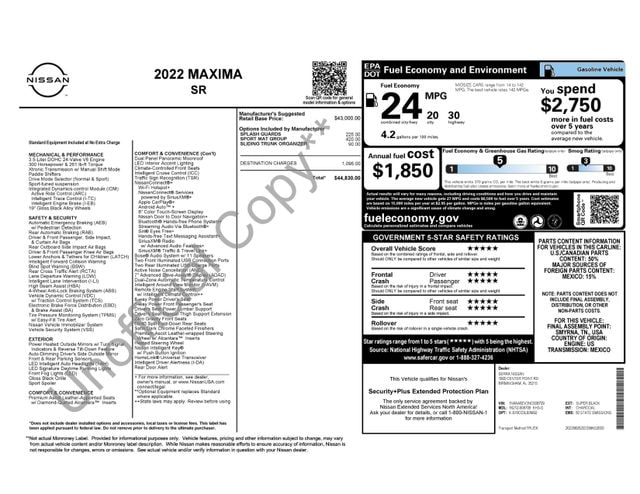 nissan maxima 2022 1N4AA6EV3NC508709 image nissan maxima 2022 1N4AA6EV3NC508709 image
