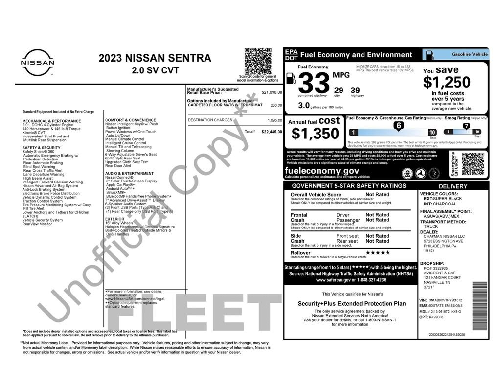nissan sentra 2023 3N1AB8CV1PY261872 image nissan sentra 2023 3N1AB8CV1PY261872 image
