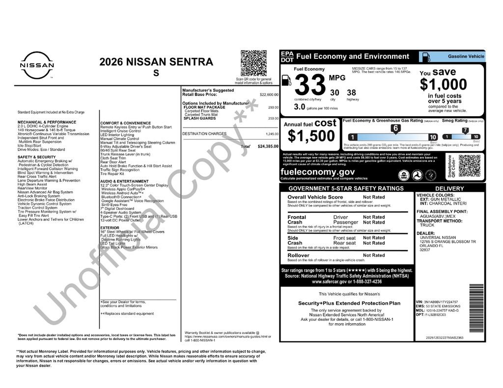 nissan sentra 2026 3N1AB9BV1TY224757 image nissan sentra 2026 3N1AB9BV1TY224757 image