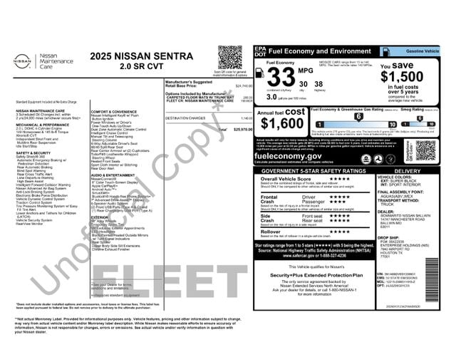 nissan sentra 2025 3N1AB8DV6SY299931 image nissan sentra 2025 3N1AB8DV6SY299931 image