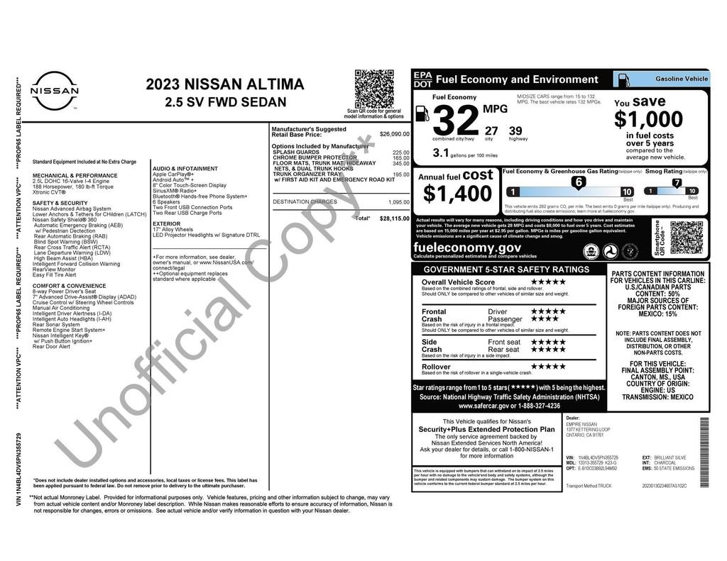 nissan altima 2023 1N4BL4DV5PN355729 image nissan altima 2023 1N4BL4DV5PN355729 image